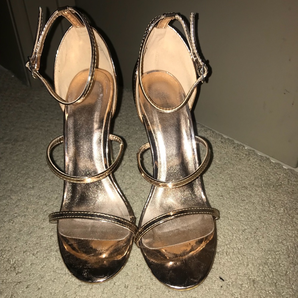 Gold strappy heels